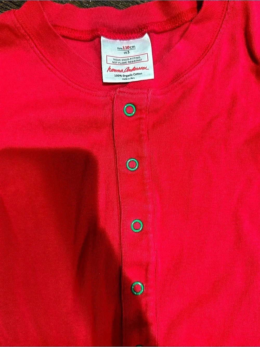 Like New Hanna Andersson Red Gnome Knee Patch Sleeper Pajamas Size 110 / 5ab